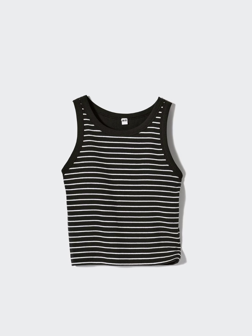 Uniqlo Ribbed Cropped Sleeveless Bra Top – Black and White Striped - size S